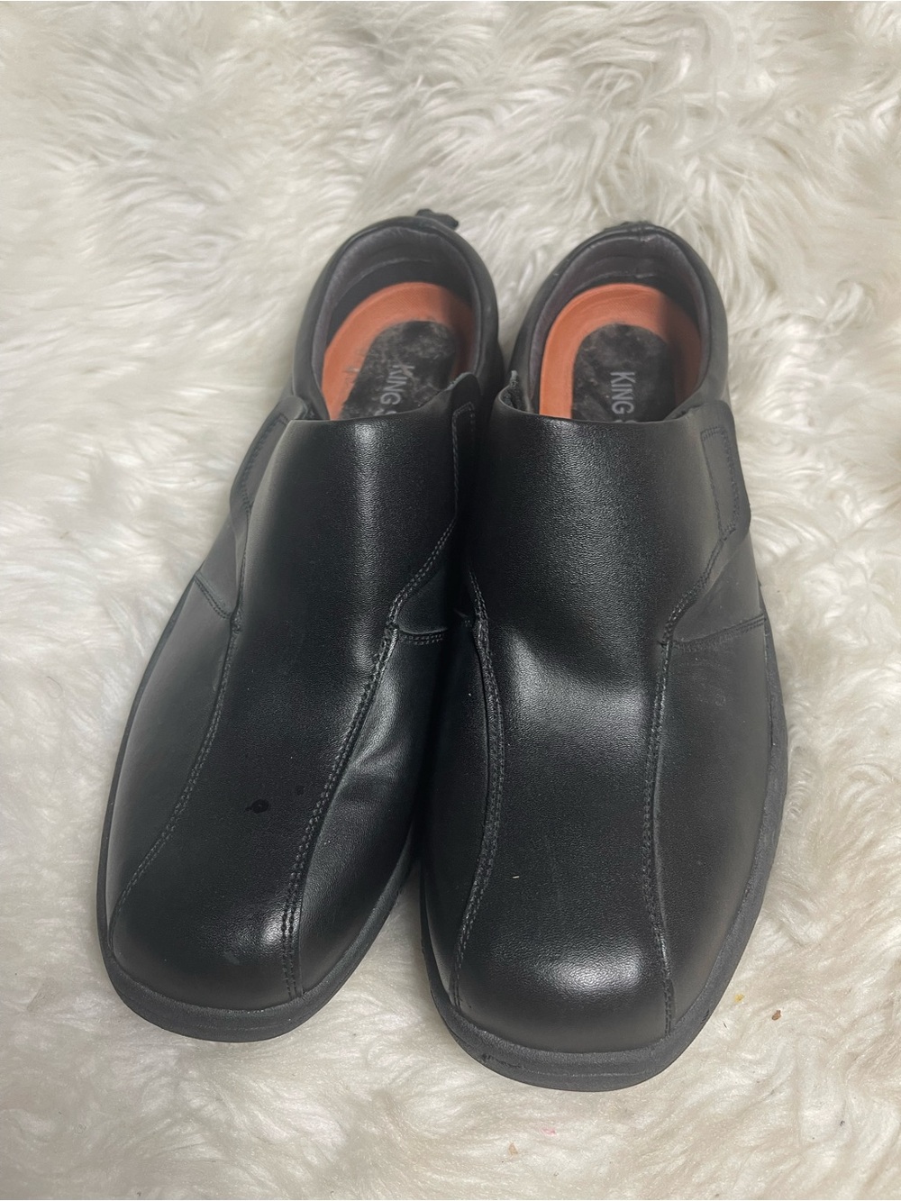 King Size leather Comfort Slip-On Black Men’s loafers rubber shoes SZ16M